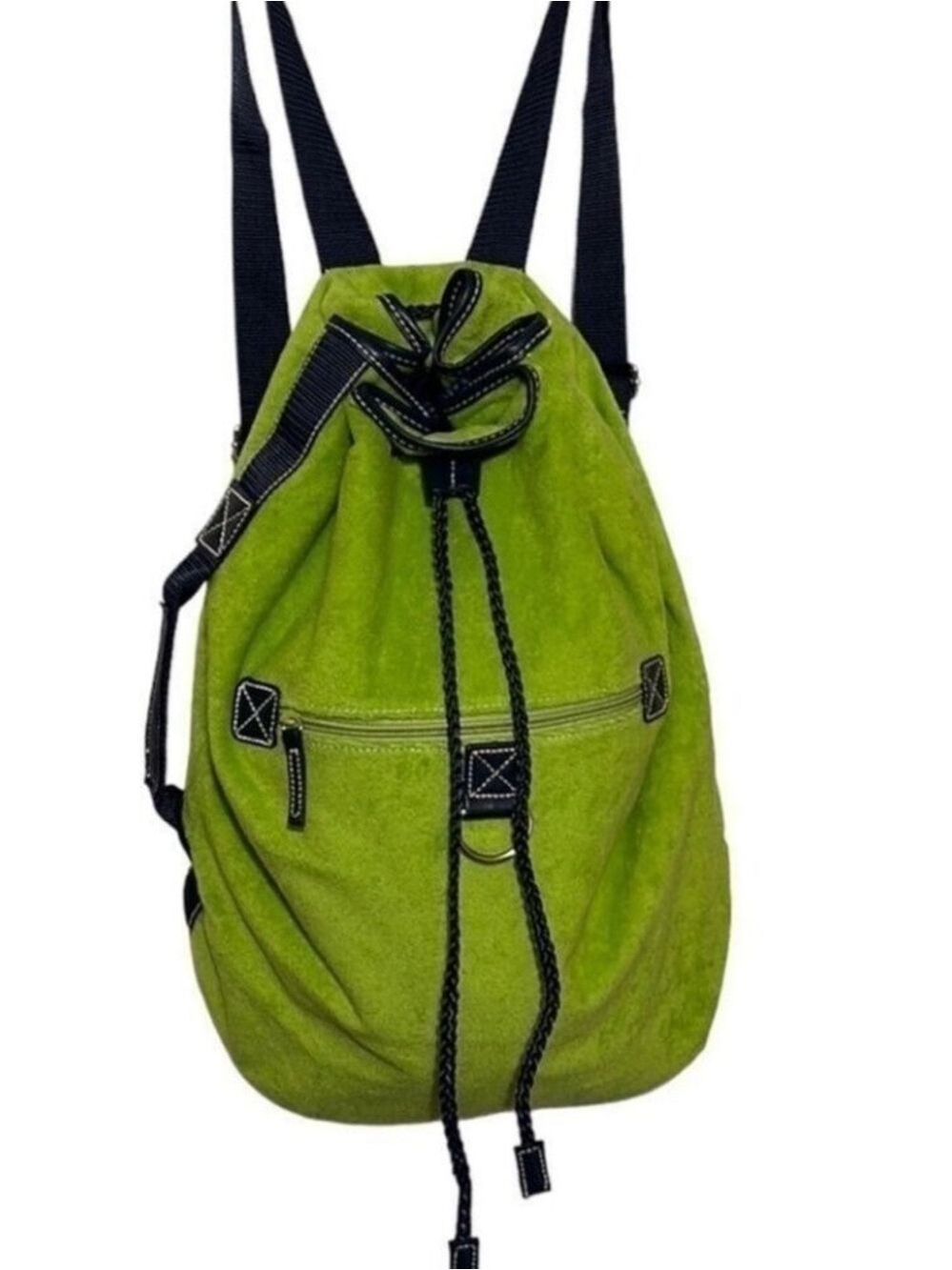 Lime Green and Navy Backpack Large Duffle Bag with Drawstring